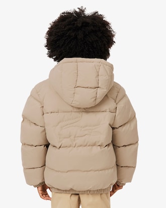 Puffer-Jacke mit Kapuze und gesticktem Krokodil
