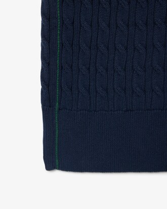Classic Fit-Polohemd aus Baumwollstrick mit Zopfmuster