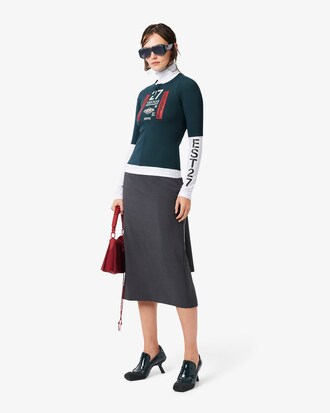 Runway mittellanger Rock mit Pattendetail