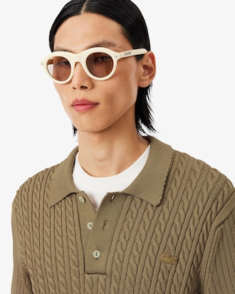 Pullover Runway mit Polokragen und Zopfmuster