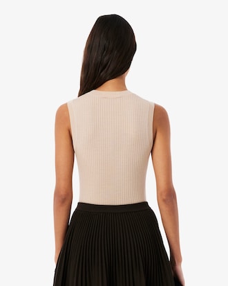 &Auml;rmelloser Pullover aus Merinowolle mit 3D-Strick
