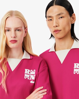 Übergroßes Polohemd Runway aus Satin mit Badge-Akzent