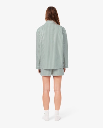 &Uuml;bergro&szlig;es, gestreiftes Pyjama-Set aus Popeline