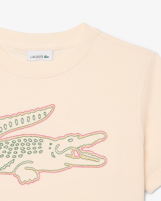 T-Shirt aus Baumwolle mit gesticktem Krokodil