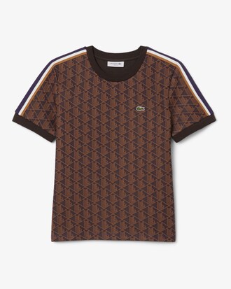 Slim Fit Jacquard-T-Shirt mit Monogramm