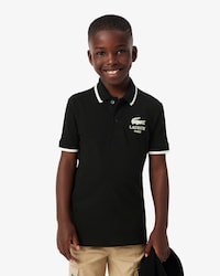 Polohemd aus Petit Piqu&eacute; mit gestreiftem Kragen