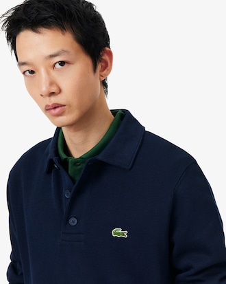 Rippstrick-Sweatshirt aus Baumwolle mit Polokragen