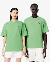 Loose Fit-T-Shirt aus schwerer Baumwolle mit Badge