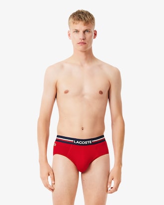 3er-Pack Slips aus einfarbiger Baumwolle mit Logo-Bund