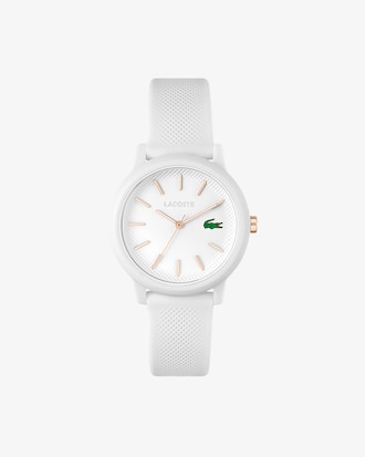 LACOSTE 12.12 Damenuhr mit wei&szlig;em Silikonband