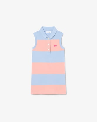Gestreiftes, &auml;rmelloses Polokleid aus Petit Piqu&eacute;