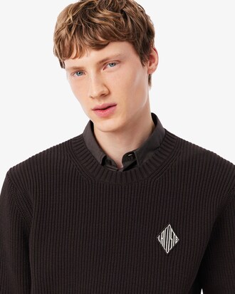 Pullover mit Perlrippstrick und Badge-Akzent