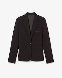 Slim Fit-Blazer aus Wolle mit gesticktem Krokodil