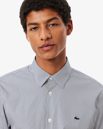 Slim Fit-Hemd aus gestreifter Stretch-Popeline
