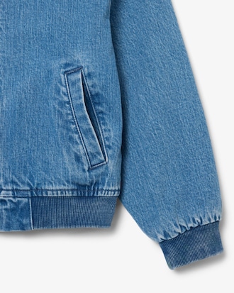 Gef&uuml;tterte Bomberjacke aus Denim mit Badge-Detail