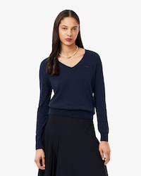 Nahtloser Pullover mit V-Ausschnitt