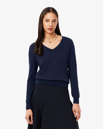 Nahtloser Pullover mit V-Ausschnitt