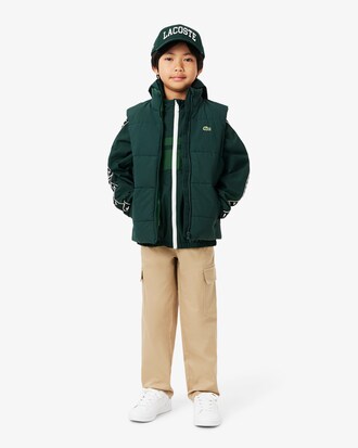 Sportliche Puffer-Jacke mit Kapuze und Logostreifen