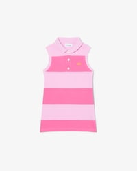 Gestreiftes, &auml;rmelloses Polokleid aus Petit Piqu&eacute;