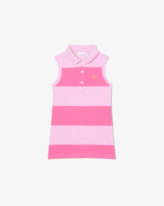 Gestreiftes, &auml;rmelloses Polokleid aus Petit Piqu&eacute;