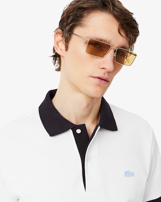 Classic Fit-Polohemd aus kontrastierendem Rippstrick