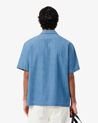 Relaxed Fit-Hemd aus Denim mit offenem Ausschnitt