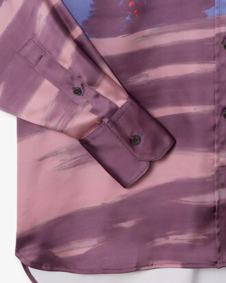 Oversized Hemd aus Satin mit Landschaftsmotiv
