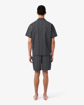 Pyjamashorts aus Popeline mit Monogramm-Print