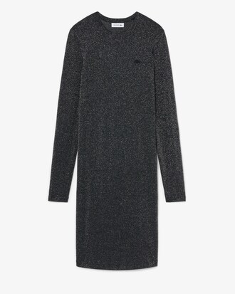 Slim Fit-Kleid mit langen &Auml;rmeln und Metallic-Optik