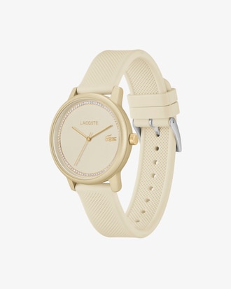 LACOSTE 12.12 GO Dreizeigeruhr aus champagnerfarbenem Silikon