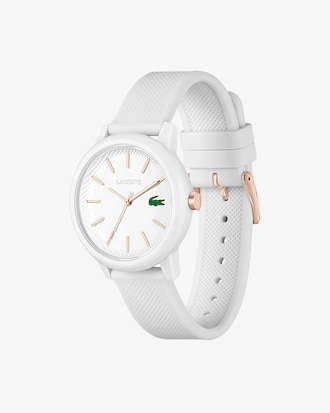 LACOSTE 12.12 Damenuhr mit wei&szlig;em Silikonband