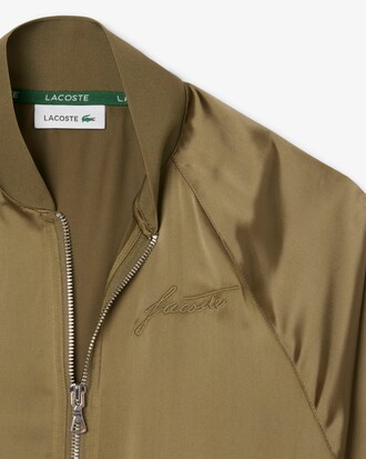 Oversized Bomberjacke aus Satin mit gestickter Unterschrift