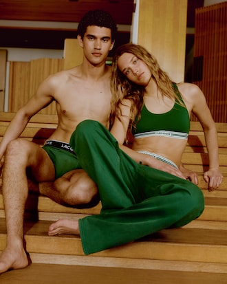 Sport-BH aus Stretch-Baumwolle mit kontrastierenden Streifen