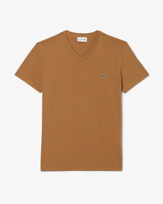 T-Shirt aus leichter Pima-Baumwolle mit V-Ausschnitt