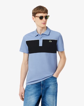 Regular Fit-Polohemd aus Piqu&eacute; mit Colorblock-Design