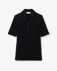 Slim Fit-Polohemd aus flauschigem Rippstrick