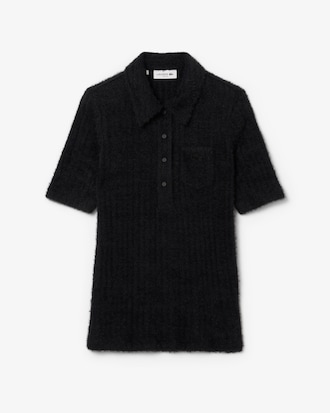 Slim Fit-Polohemd aus flauschigem Rippstrick