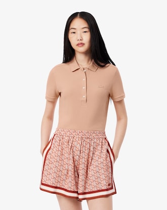 Slim Fit Damen LACOSTE Poloshirt aus Stretch-Baumwoll-Piqué