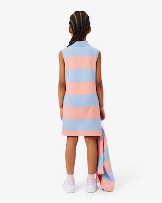 Gestreiftes, &auml;rmelloses Polokleid aus Petit Piqu&eacute;