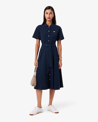 Flared-Polokleid aus Mini-Piqu&eacute;