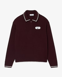 Pullover Tennis Heritage mit Rei&szlig;verschluss, Polokragen und Badge-Akzent