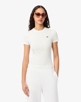 Slim Fit-T-Shirt aus gerippter Baumwolle