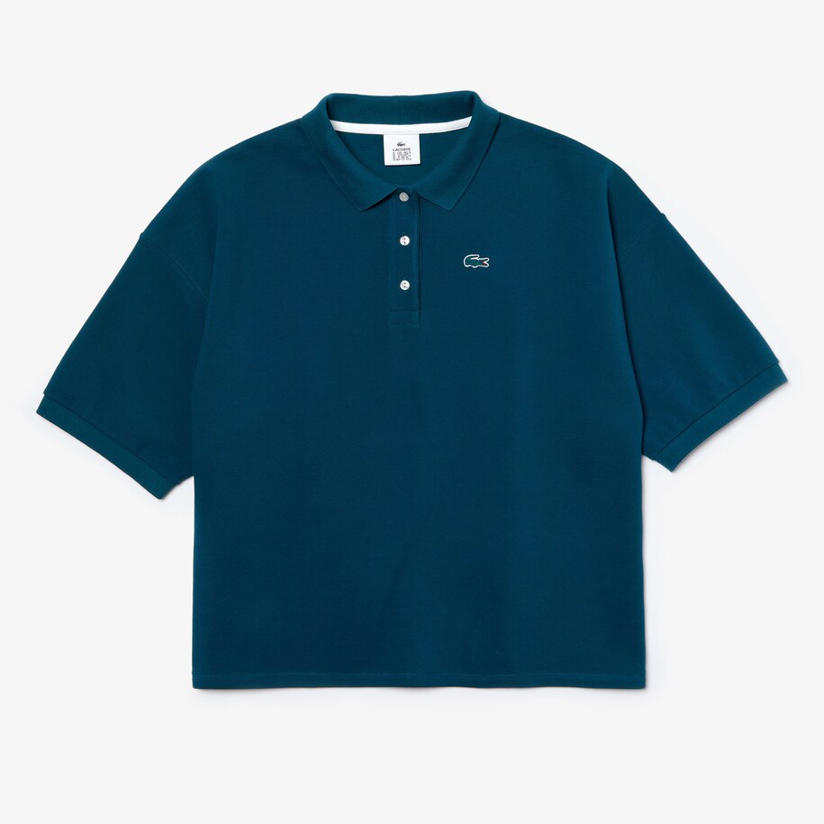 Damen-poloshirt aus dickem baumwollpiqué lacoste l!ve