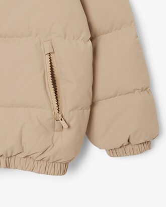 Puffer-Jacke mit Kapuze und gesticktem Krokodil