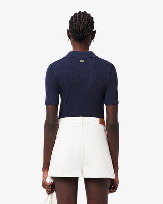 Slim Fit-Polohemd L.12.D aus Pointelle-Spitze