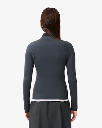 Runway Tight Fit Stretch-Polohemd mit Rei&szlig;verschluss