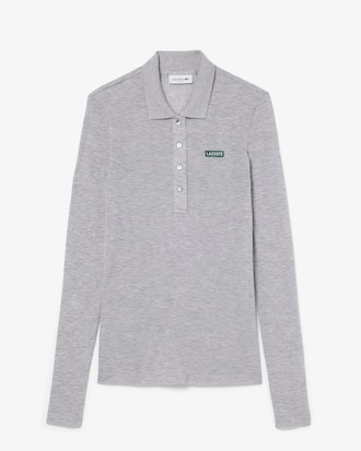 Slim Fit-Polohemd aus weichem Jersey mit langen &Auml;rmeln