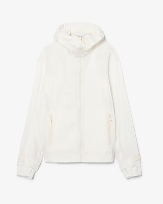 Lacoste x Wang Yibo Taft-Jacke in Perlmuttoptik