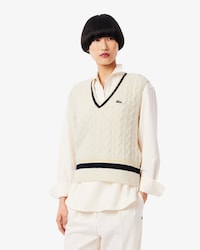 Ärmelloser Pullover aus Wolle mit Zopfmuster