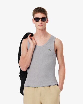 Slim Fit-Trägerhemd aus Baumwollrippstrick